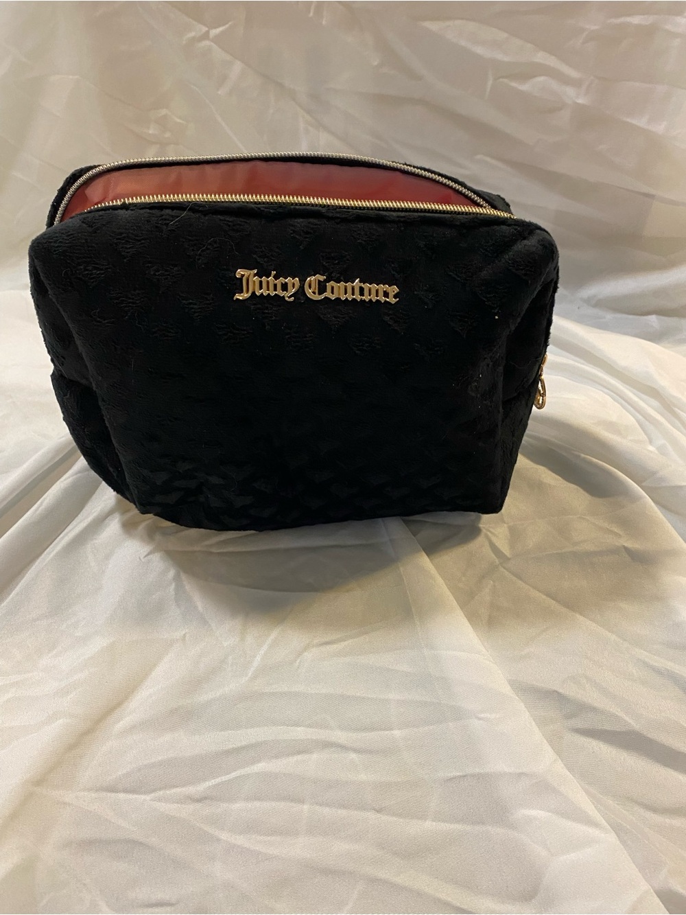 Juicy Couture Black Quilted Cosmetic Case with Gold Logo